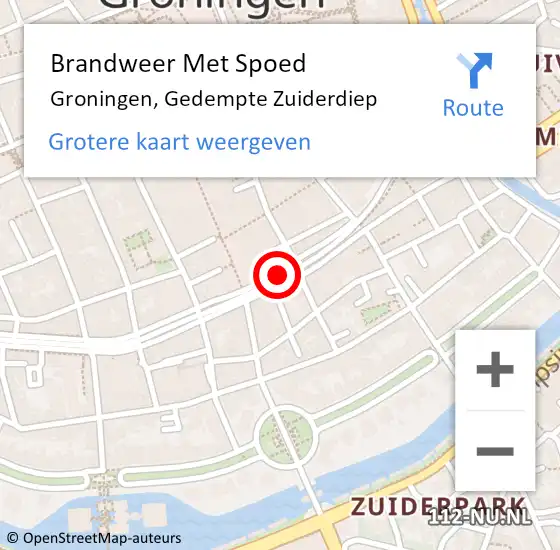 Locatie op kaart van de 112 melding: Brandweer Met Spoed Naar Groningen, Gedempte Zuiderdiep op 13 juli 2018 14:39
