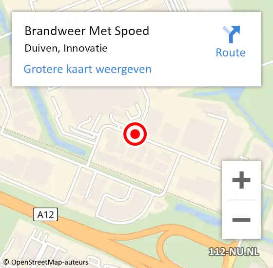 Locatie op kaart van de 112 melding: Brandweer Met Spoed Naar Duiven, Innovatie op 13 juli 2018 15:32