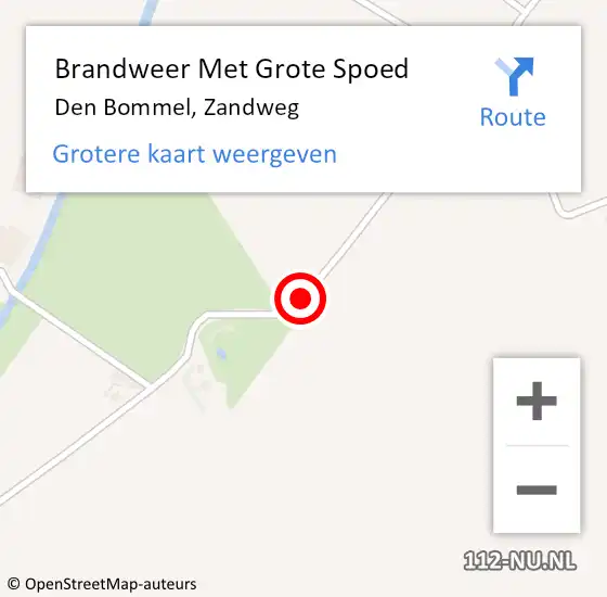 Locatie op kaart van de 112 melding: Brandweer Met Grote Spoed Naar Den Bommel, Zandweg op 13 juli 2018 16:55