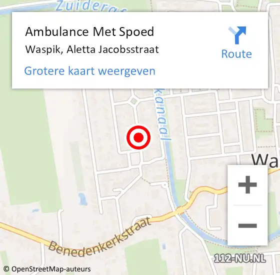 Locatie op kaart van de 112 melding: Ambulance Met Spoed Naar Waspik, Aletta Jacobsstraat op 13 juli 2018 17:18