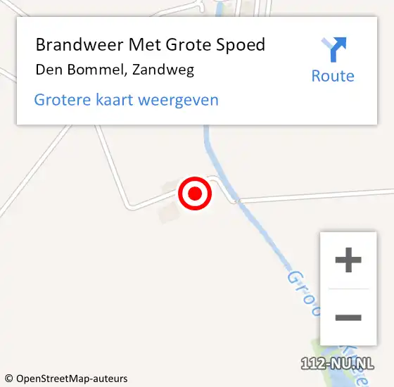 Locatie op kaart van de 112 melding: Brandweer Met Grote Spoed Naar Den Bommel, Zandweg op 13 juli 2018 17:44