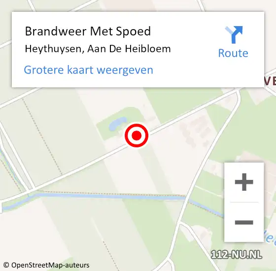 Locatie op kaart van de 112 melding: Brandweer Met Spoed Naar Heythuysen, Aan De Heibloem op 13 juli 2018 18:20