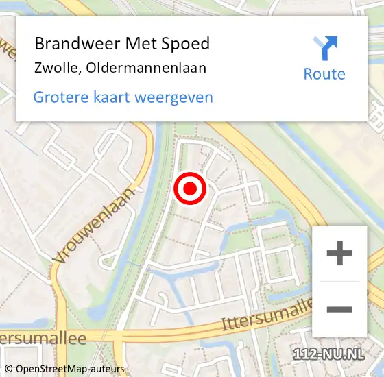 Locatie op kaart van de 112 melding: Brandweer Met Spoed Naar Zwolle, Oldermannenlaan op 2 maart 2014 21:13