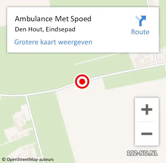 Locatie op kaart van de 112 melding: Ambulance Met Spoed Naar Den Hout, Eindsepad op 13 juli 2018 20:09