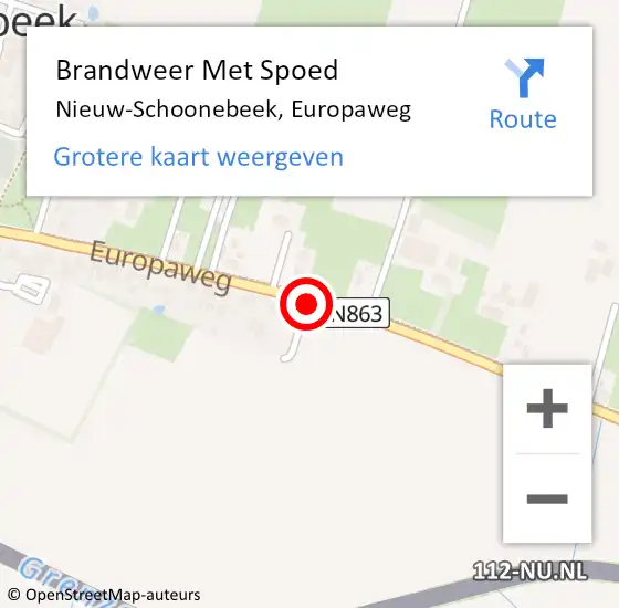 Locatie op kaart van de 112 melding: Brandweer Met Spoed Naar Nieuw-Schoonebeek, Europaweg op 13 juli 2018 20:13