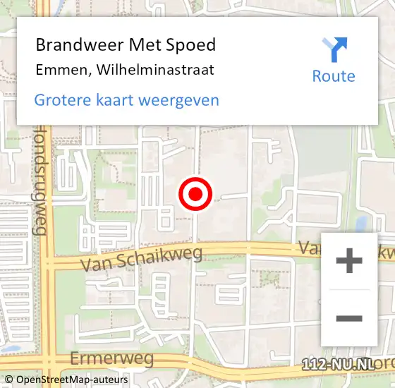 Locatie op kaart van de 112 melding: Brandweer Met Spoed Naar Emmen, Wilhelminastraat op 13 juli 2018 20:15