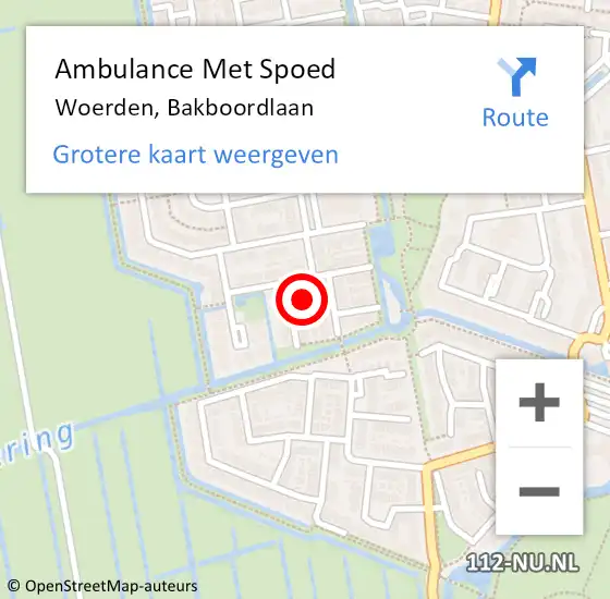 Locatie op kaart van de 112 melding: Ambulance Met Spoed Naar Woerden, Bakboordlaan op 13 juli 2018 20:25