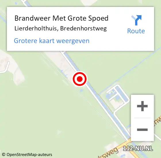 Locatie op kaart van de 112 melding: Brandweer Met Grote Spoed Naar Lierderholthuis, Bredenhorstweg op 13 juli 2018 20:57