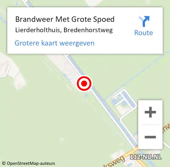 Locatie op kaart van de 112 melding: Brandweer Met Grote Spoed Naar Lierderholthuis, Bredenhorstweg op 13 juli 2018 21:07