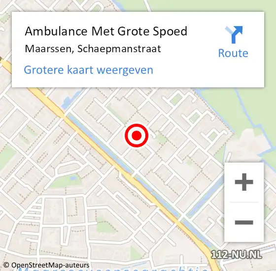 Locatie op kaart van de 112 melding: Ambulance Met Grote Spoed Naar Maarssen, Schaepmanstraat op 13 juli 2018 21:16