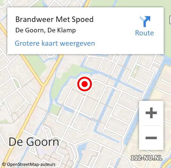 Locatie op kaart van de 112 melding: Brandweer Met Spoed Naar De Goorn, De Klamp op 13 juli 2018 21:25