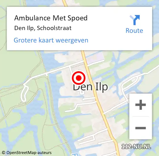 Locatie op kaart van de 112 melding: Ambulance Met Spoed Naar Den Ilp, Schoolstraat op 13 juli 2018 22:03