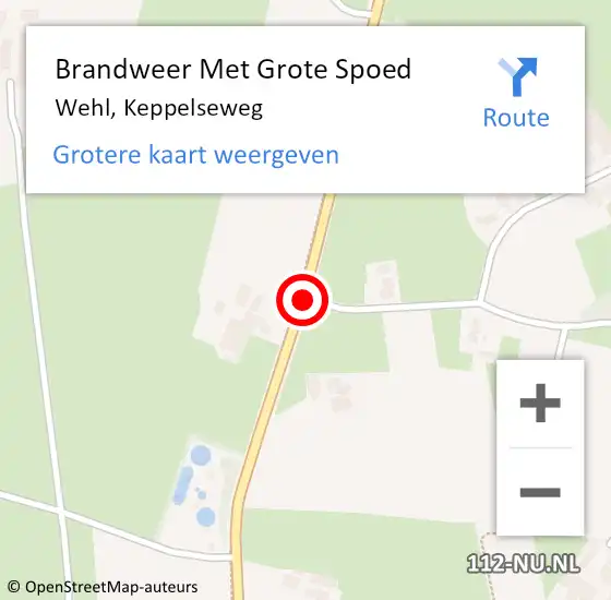 Locatie op kaart van de 112 melding: Brandweer Met Grote Spoed Naar Wehl, Keppelseweg op 13 juli 2018 22:19