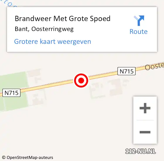 Locatie op kaart van de 112 melding: Brandweer Met Grote Spoed Naar Bant, Oosterringweg op 13 juli 2018 22:44