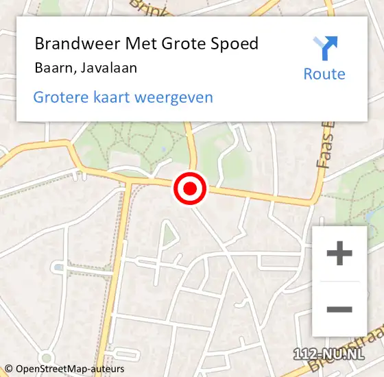 Locatie op kaart van de 112 melding: Brandweer Met Grote Spoed Naar Baarn, Javalaan op 13 juli 2018 23:38