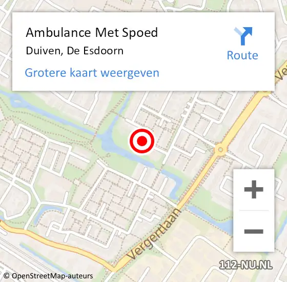 Locatie op kaart van de 112 melding: Ambulance Met Spoed Naar Duiven, De Esdoorn op 14 juli 2018 00:38