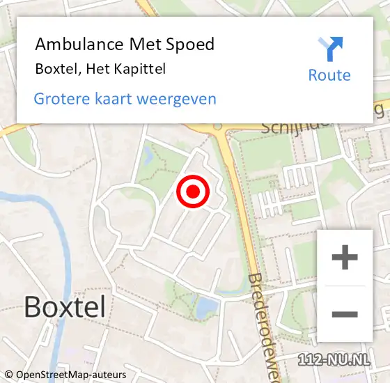 Locatie op kaart van de 112 melding: Ambulance Met Spoed Naar Boxtel, Het Kapittel op 14 juli 2018 00:56