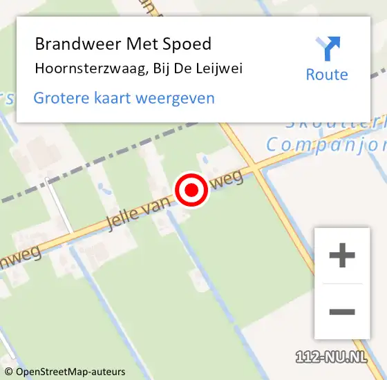 Locatie op kaart van de 112 melding: Brandweer Met Spoed Naar Hoornsterzwaag, Bij De Leijwei op 14 juli 2018 01:02