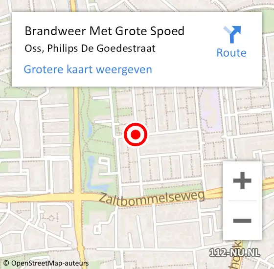 Locatie op kaart van de 112 melding: Brandweer Met Grote Spoed Naar Oss, Philips De Goedestraat op 14 juli 2018 02:35