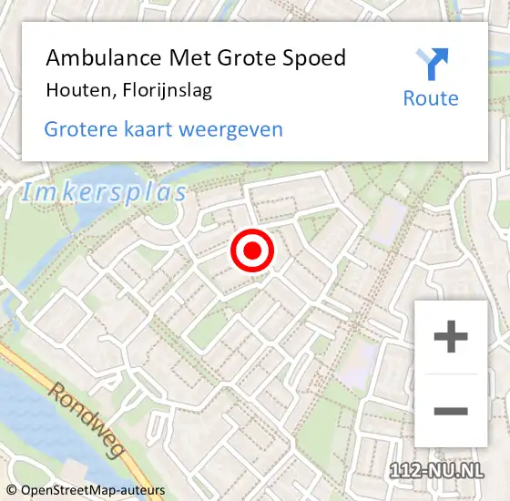 Locatie op kaart van de 112 melding: Ambulance Met Grote Spoed Naar Houten, Florijnslag op 14 juli 2018 02:58
