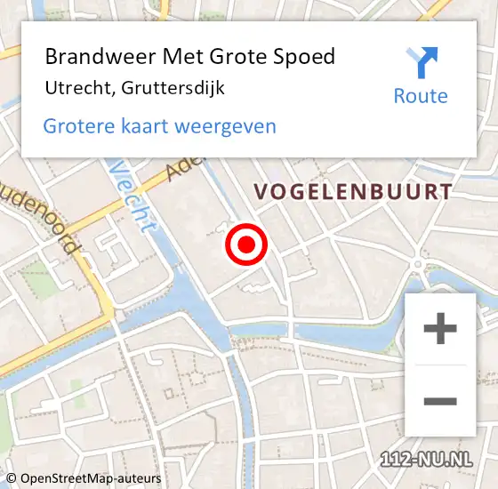 Locatie op kaart van de 112 melding: Brandweer Met Grote Spoed Naar Utrecht, Gruttersdijk op 14 juli 2018 03:10