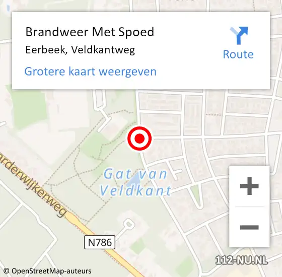 Locatie op kaart van de 112 melding: Brandweer Met Spoed Naar Eerbeek, Veldkantweg op 14 juli 2018 04:16