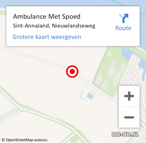 Locatie op kaart van de 112 melding: Ambulance Met Spoed Naar Sint-Annaland, Nieuwlandseweg op 14 juli 2018 05:04