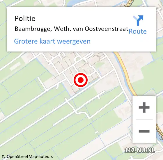 Locatie op kaart van de 112 melding: Politie Baambrugge, Weth. van Oostveenstraat op 14 juli 2018 05:17