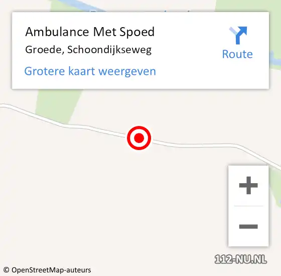 Locatie op kaart van de 112 melding: Ambulance Met Spoed Naar Groede, Schoondijkseweg op 14 juli 2018 05:19