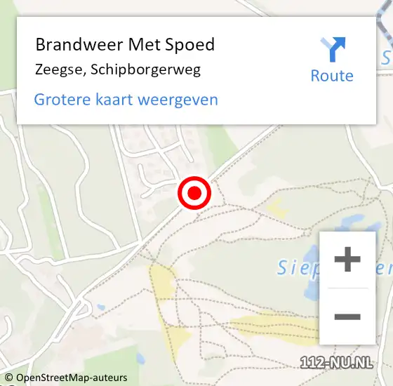 Locatie op kaart van de 112 melding: Brandweer Met Spoed Naar Zeegse, Schipborgerweg op 14 juli 2018 05:31