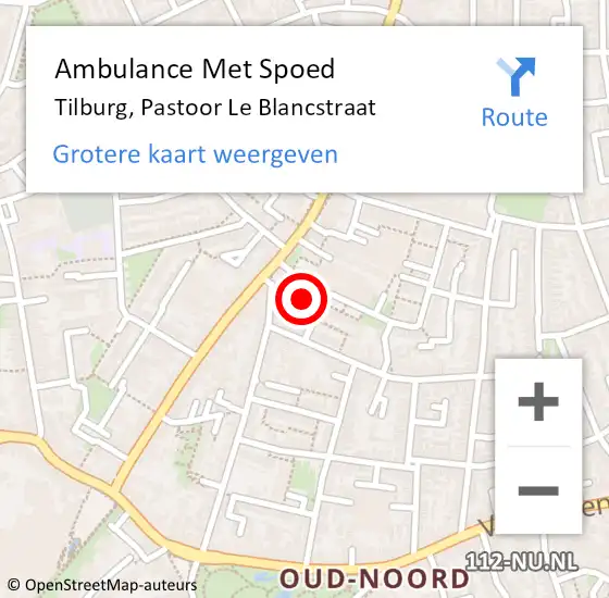 Locatie op kaart van de 112 melding: Ambulance Met Spoed Naar Tilburg, Pastoor Le Blancstraat op 2 maart 2014 21:51