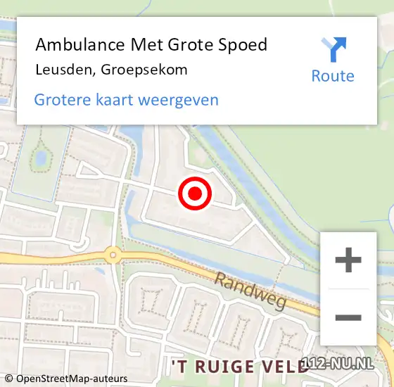 Locatie op kaart van de 112 melding: Ambulance Met Grote Spoed Naar Leusden, Groepsekom op 14 juli 2018 06:52