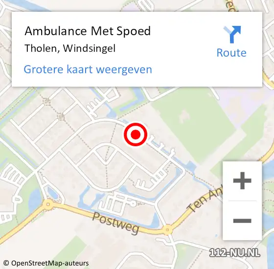 Locatie op kaart van de 112 melding: Ambulance Met Spoed Naar Tholen, Windsingel op 14 juli 2018 07:42