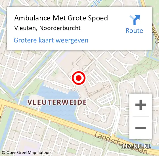 Locatie op kaart van de 112 melding: Ambulance Met Grote Spoed Naar Vleuten, Noorderburcht op 14 juli 2018 08:06