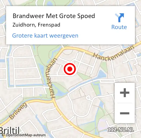 Locatie op kaart van de 112 melding: Brandweer Met Grote Spoed Naar Zuidhorn, Frenspad op 14 juli 2018 08:59