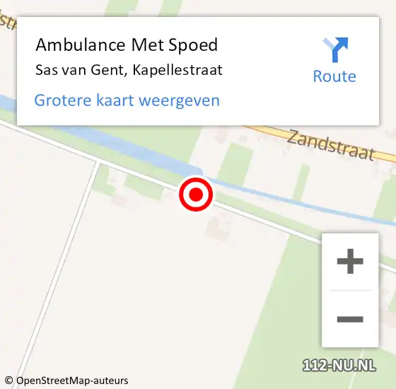 Locatie op kaart van de 112 melding: Ambulance Met Spoed Naar Sas van Gent, Kapellestraat op 14 juli 2018 09:34