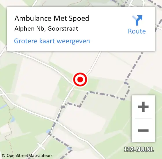 Locatie op kaart van de 112 melding: Ambulance Met Spoed Naar Alphen Nb, Goorstraat op 14 juli 2018 10:02