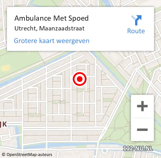 Locatie op kaart van de 112 melding: Ambulance Met Spoed Naar Utrecht, Maanzaadstraat op 14 juli 2018 10:17