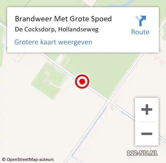 Locatie op kaart van de 112 melding: Brandweer Met Grote Spoed Naar De Cocksdorp, Hollandseweg op 14 juli 2018 10:39