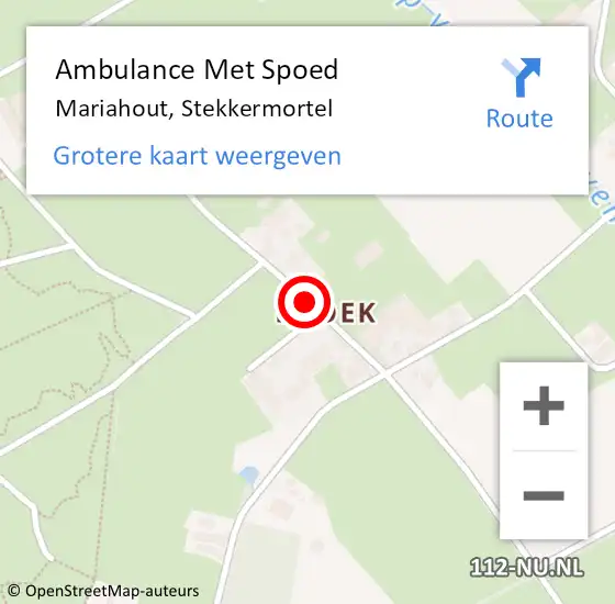 Locatie op kaart van de 112 melding: Ambulance Met Spoed Naar Mariahout, Stekkermortel op 14 juli 2018 10:40