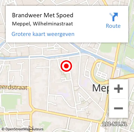 Locatie op kaart van de 112 melding: Brandweer Met Spoed Naar Meppel, Wilhelminastraat op 2 maart 2014 22:13