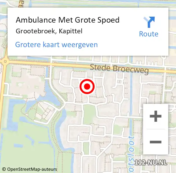 Locatie op kaart van de 112 melding: Ambulance Met Grote Spoed Naar Grootebroek, Kapittel op 14 juli 2018 10:43