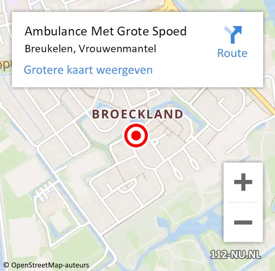 Locatie op kaart van de 112 melding: Ambulance Met Grote Spoed Naar Breukelen, Vrouwenmantel op 2 maart 2014 22:14