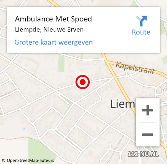 Locatie op kaart van de 112 melding: Ambulance Met Spoed Naar Liempde, Nieuwe Erven op 14 juli 2018 11:09