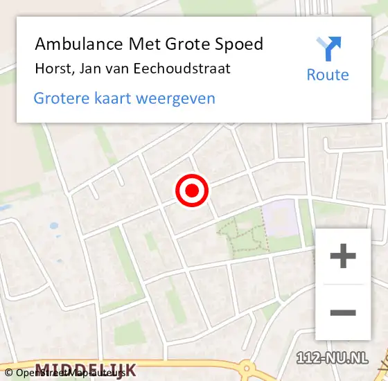 Locatie op kaart van de 112 melding: Ambulance Met Grote Spoed Naar Horst, Jan van Eechoudstraat op 14 juli 2018 11:34