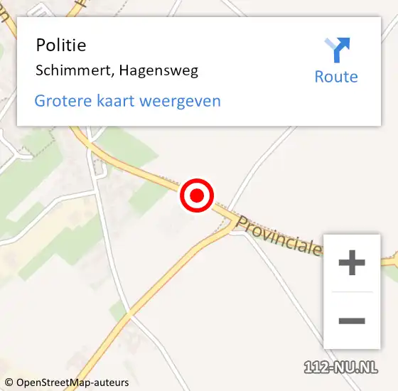 Locatie op kaart van de 112 melding: Politie Schimmert, Hagensweg op 14 juli 2018 11:54