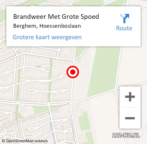 Locatie op kaart van de 112 melding: Brandweer Met Grote Spoed Naar Berghem, Hoessenboslaan op 14 juli 2018 11:58