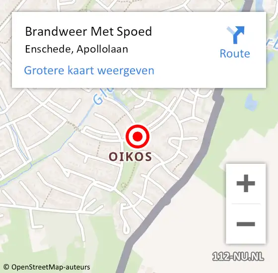 Locatie op kaart van de 112 melding: Brandweer Met Spoed Naar Enschede, Apollolaan op 14 juli 2018 12:16