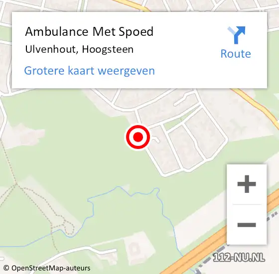Locatie op kaart van de 112 melding: Ambulance Met Spoed Naar Ulvenhout, Hoogsteen op 14 juli 2018 12:18