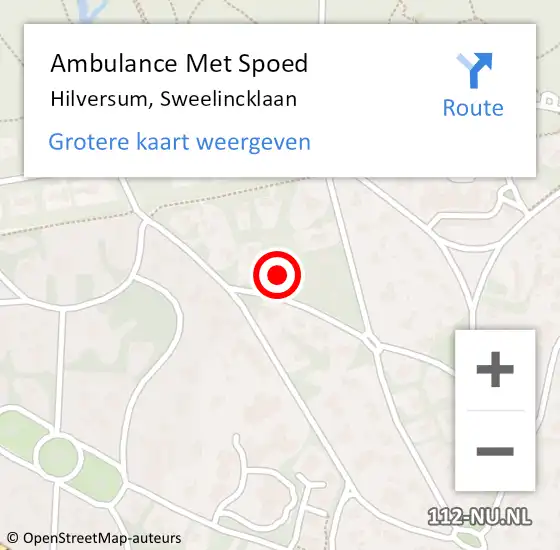 Locatie op kaart van de 112 melding: Ambulance Met Spoed Naar Hilversum, Sweelincklaan op 14 juli 2018 12:22